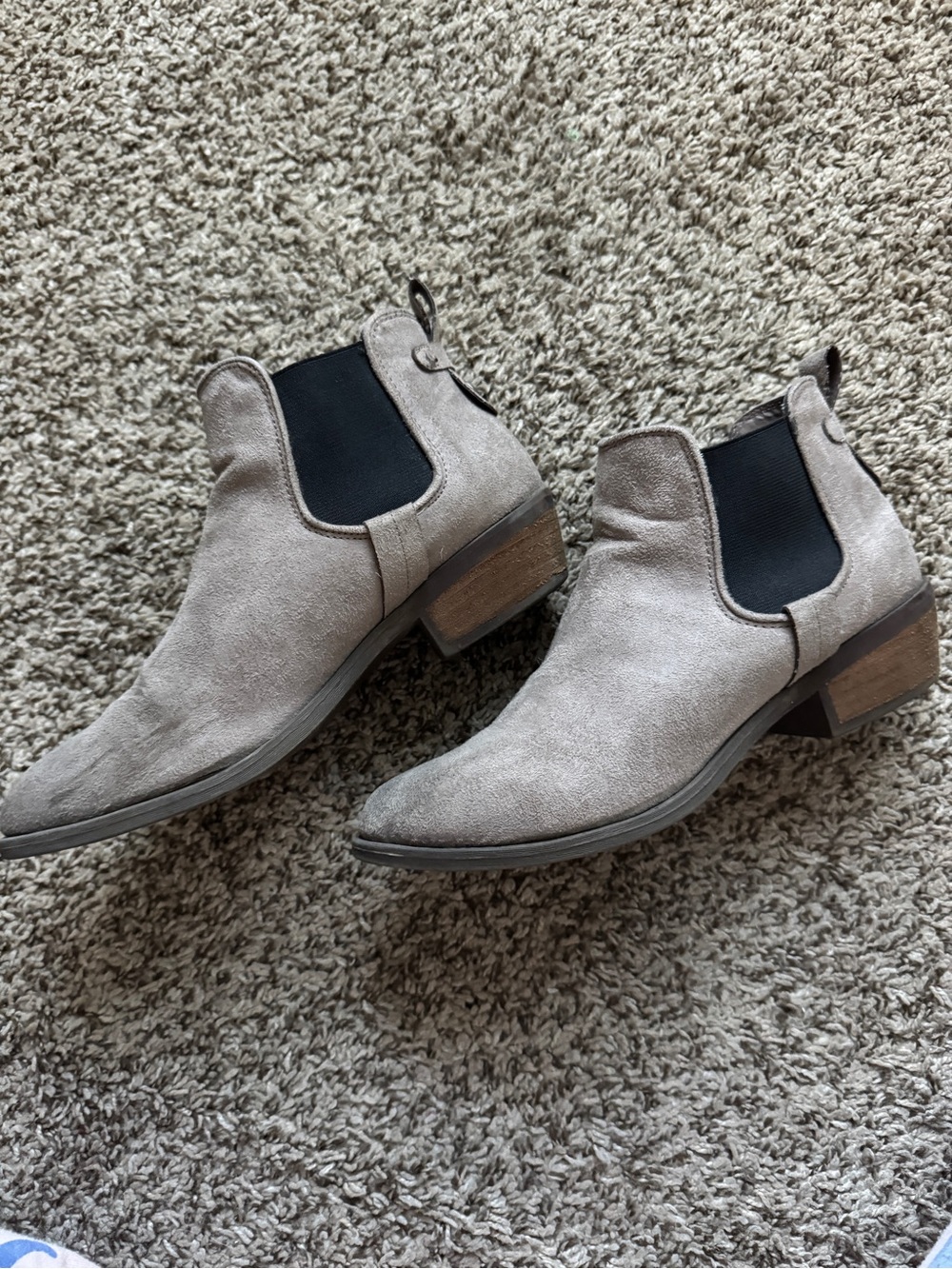 Taupe Suede Chelsea Western Ankle Boots
